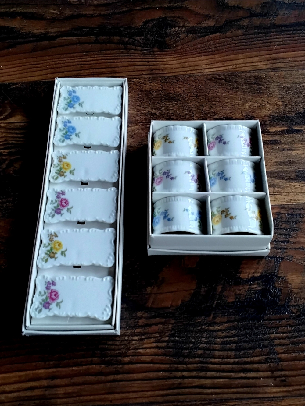 Vintage Shafford Porcelain Napkin Rings & Place Card Holders. Japan